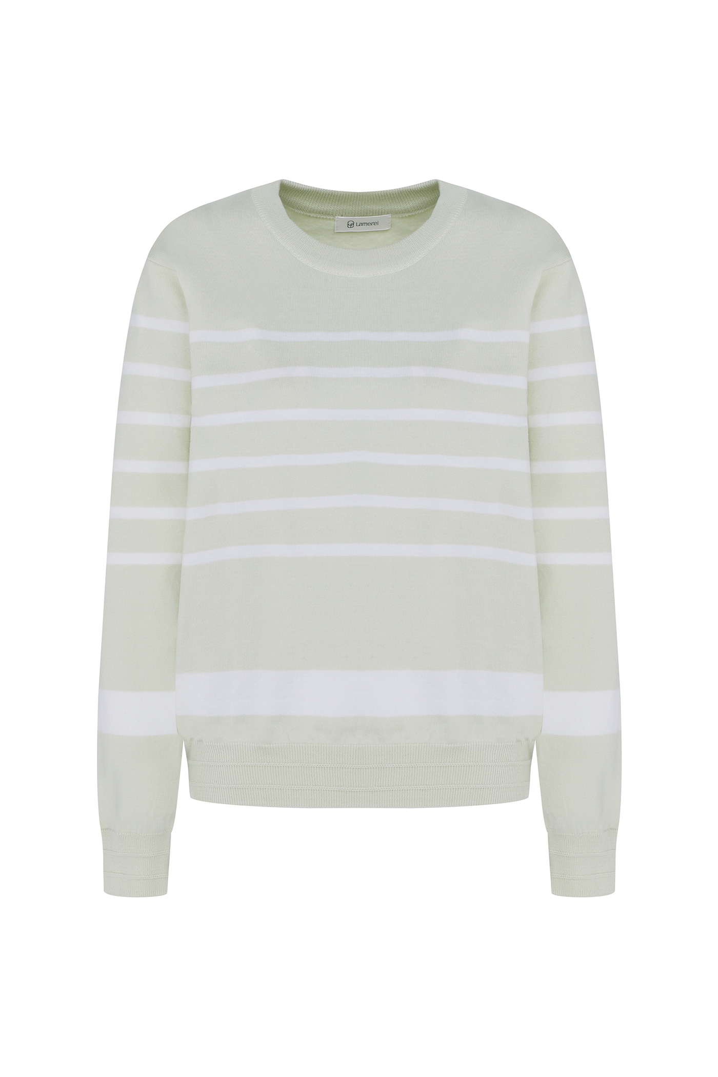&#039;문지인 착용&#039;Plain Stripe Cotton Knit-Light Green