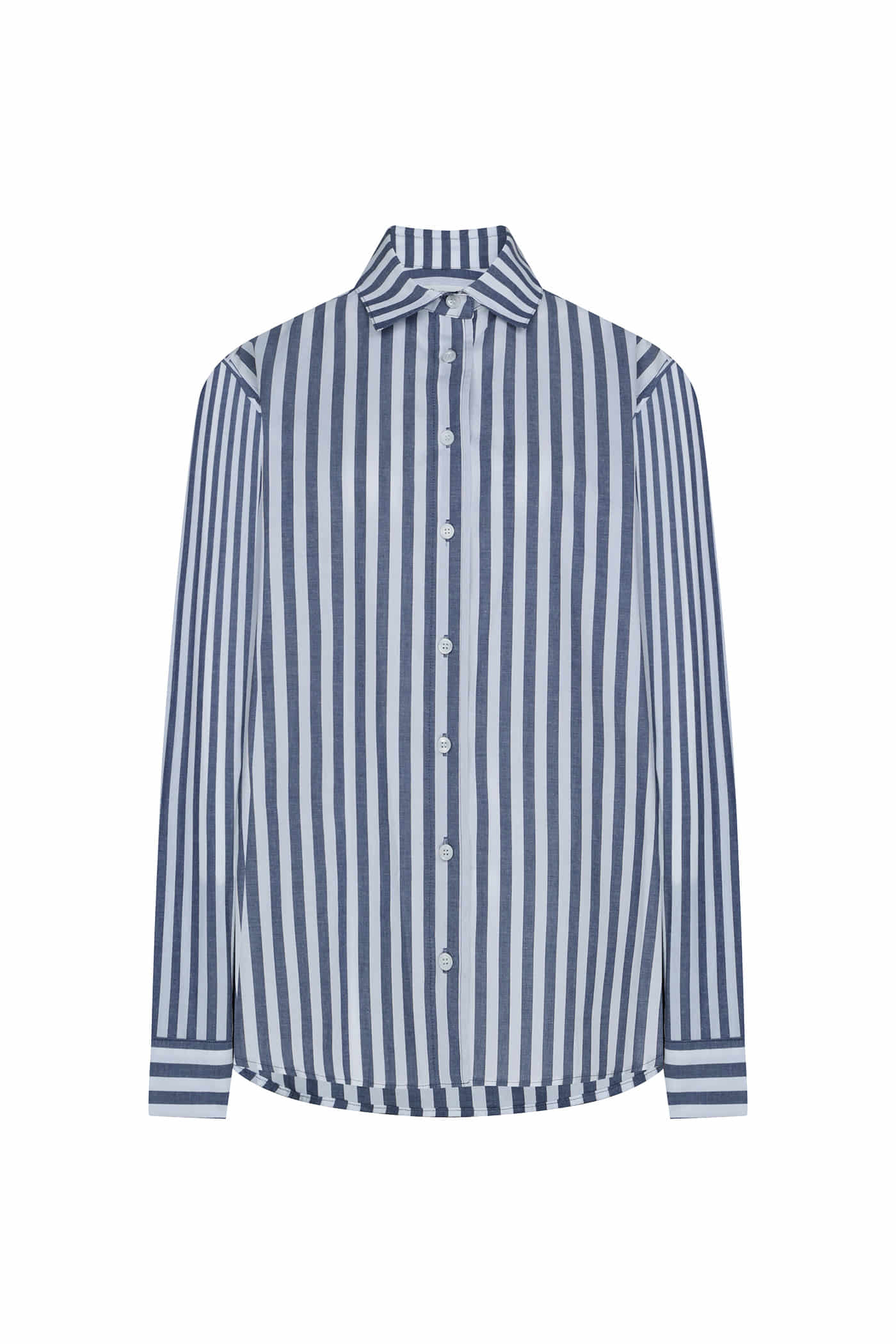 Cotton Stripe Shirt-Navy