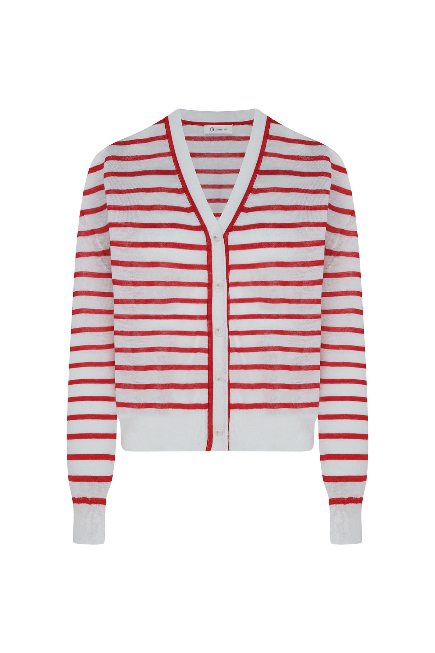 Linen Stripe Cardigan-Red