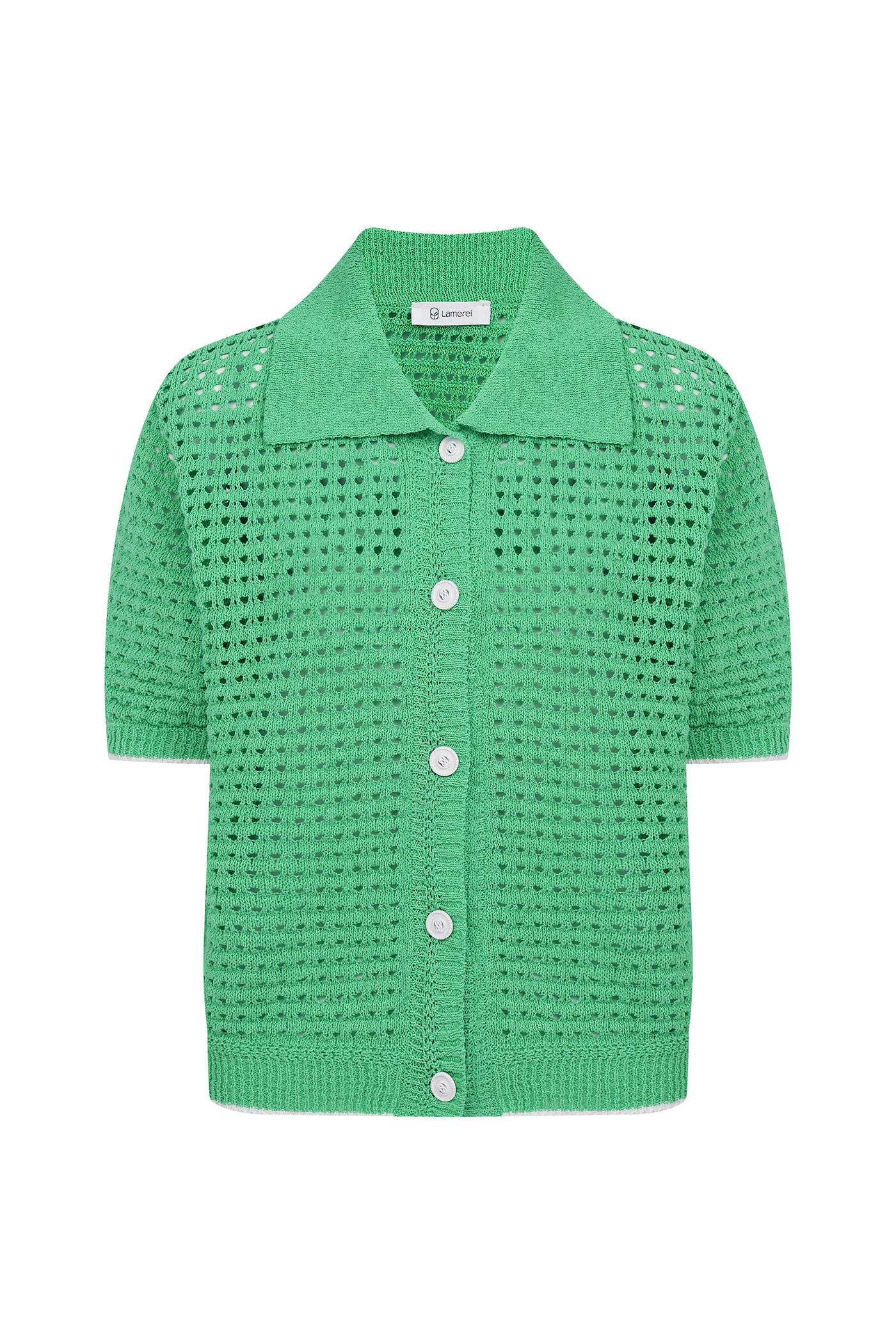 Collar Crochet Cardigan-Green