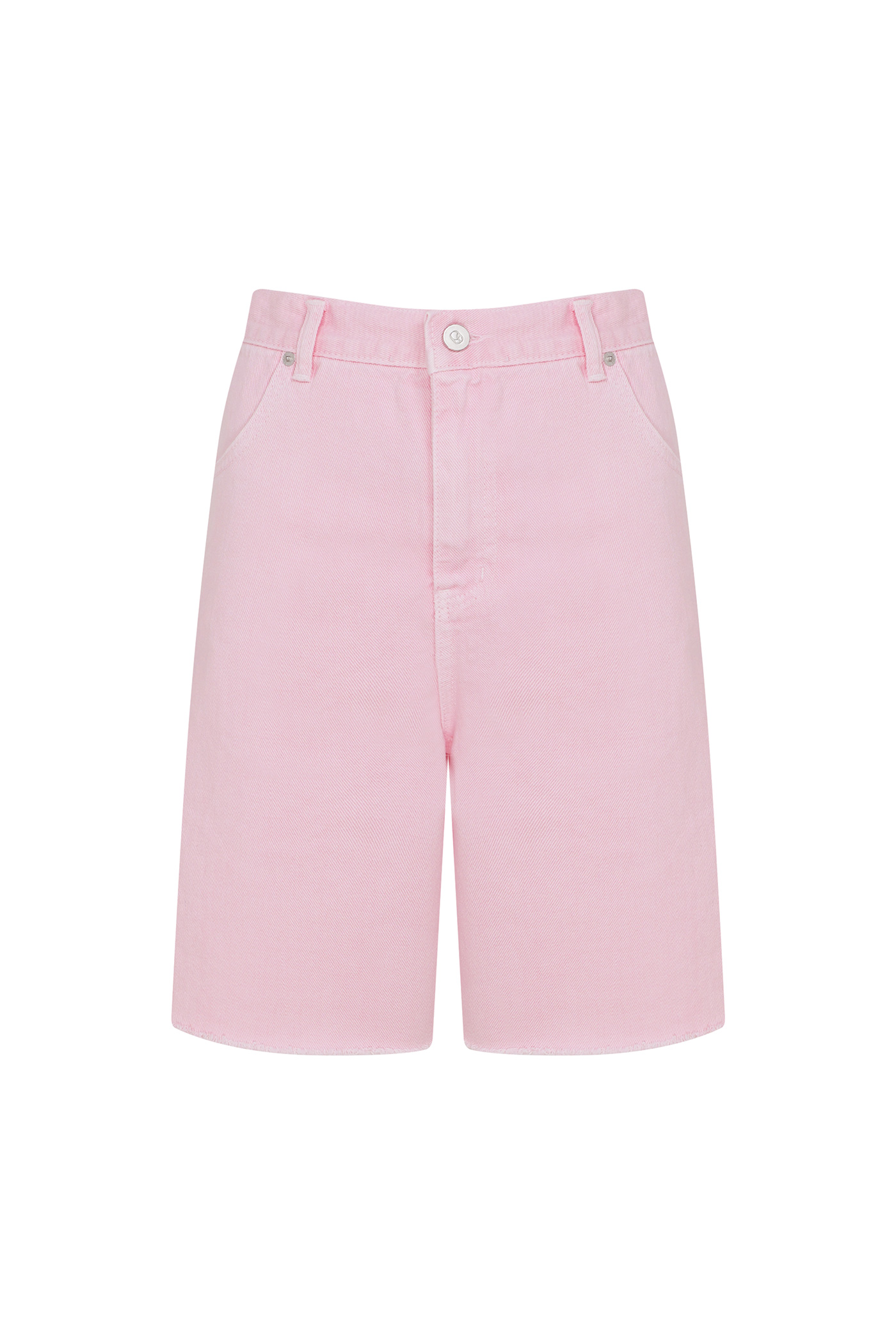Cutting Half Denim Pants-Pink