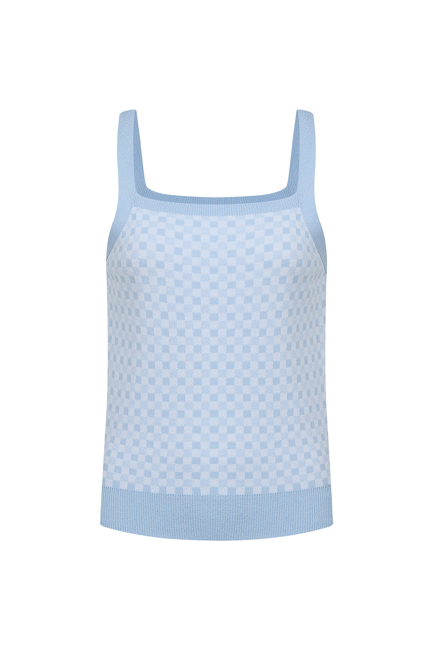 Gingham CheckSleeveless Knit Top-3color