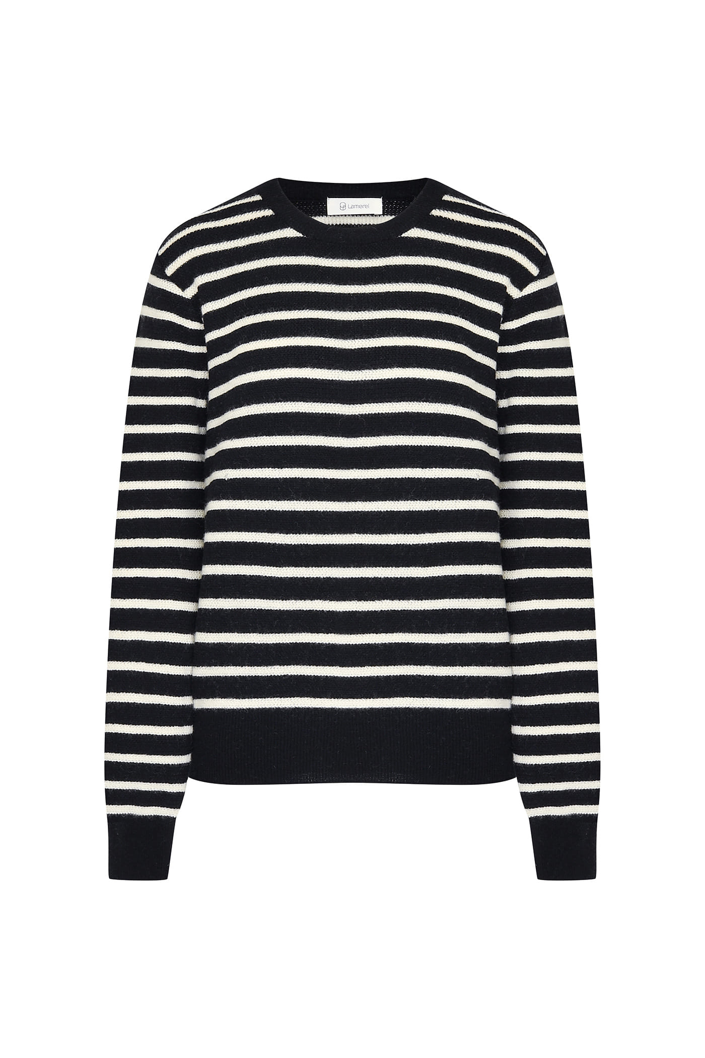 Wool Blend Stripe Knit Top[LMBBAUKN151]-Black