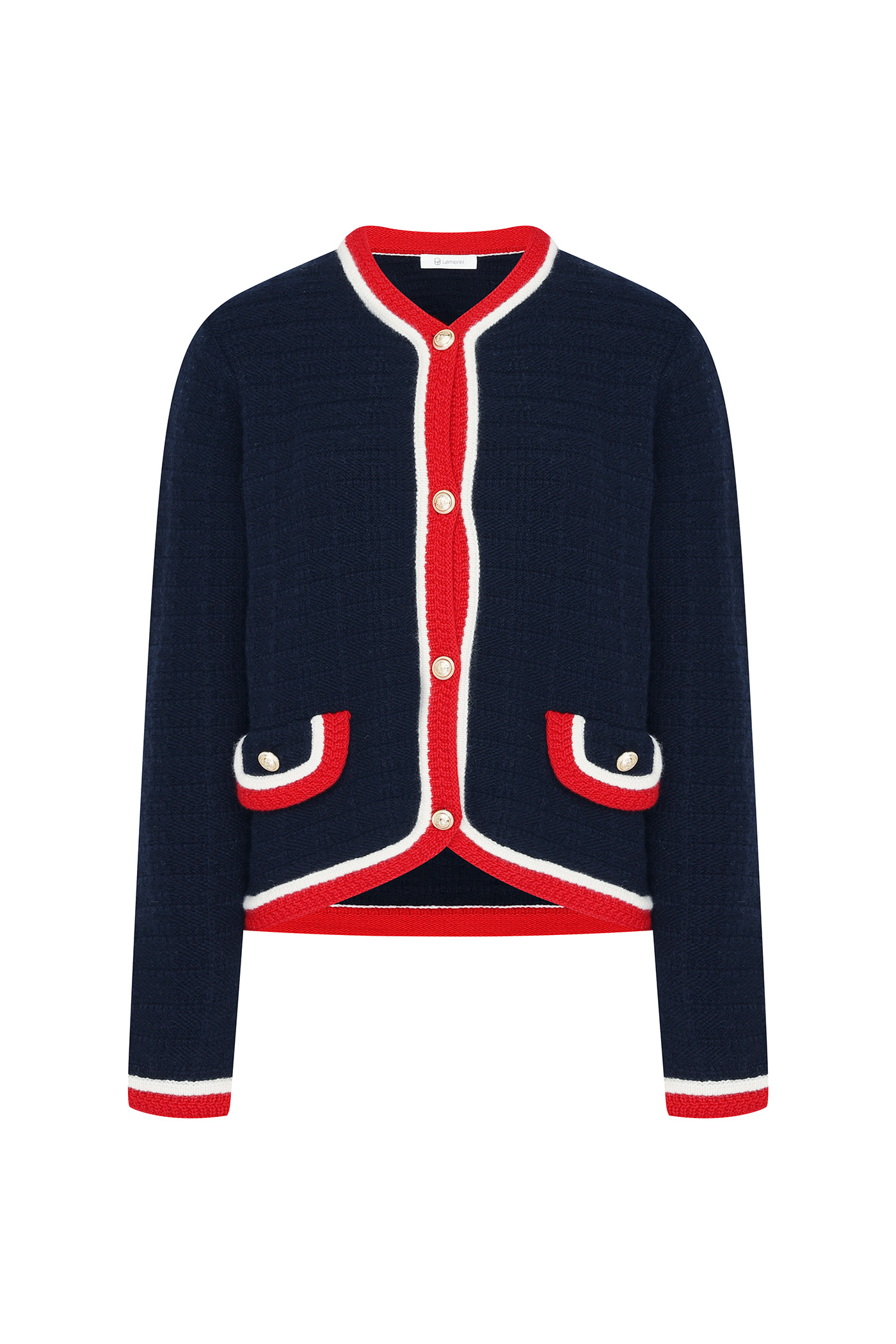 Wool Piping Knit Jacket[LMBBWIKN148]-Navy