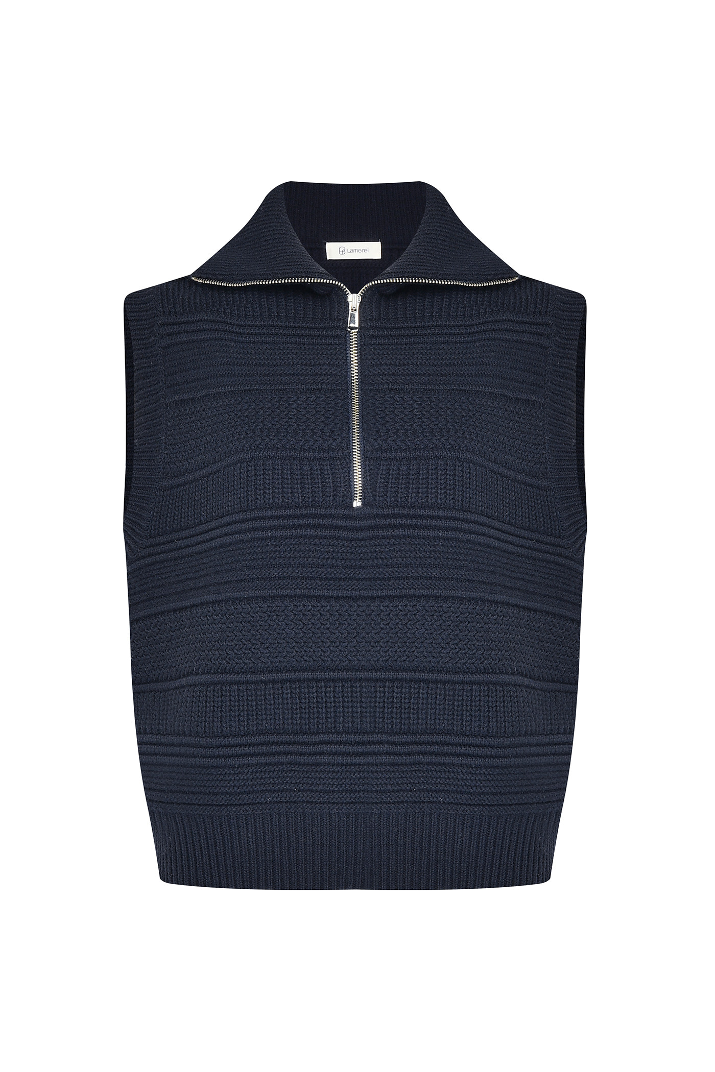Wool Half Zip-Up Vest[LMBBAUKN147]-Navy