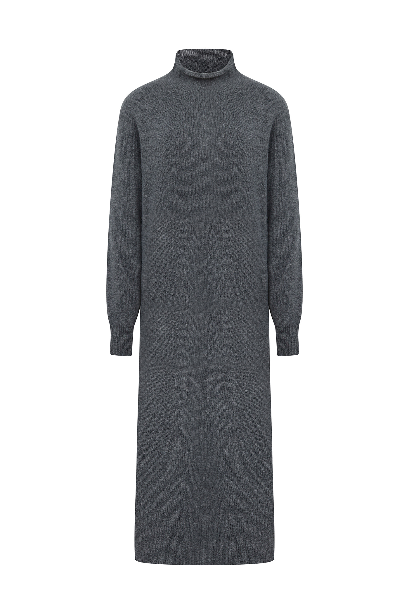 Merino Wool 100 Wholegarment Knit Dress[LMBBWIKN159]-Dark Gray