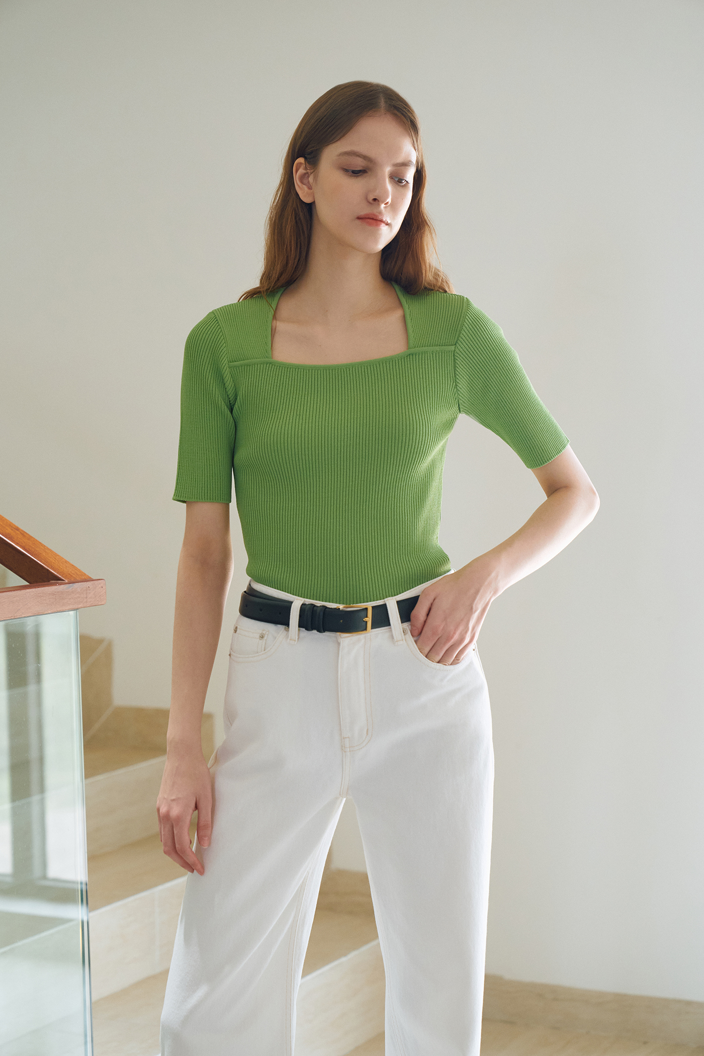 Square Ribbed Knit Top[LMBCSUKN188]-3color