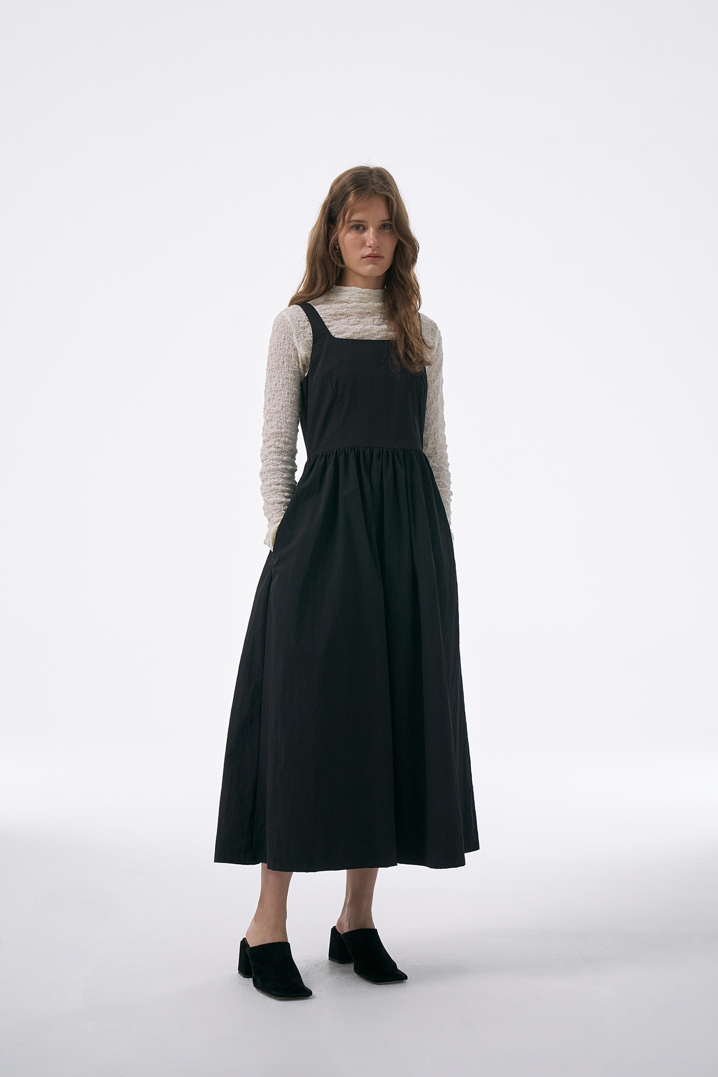 Square-neck Sleeveless Dress[LMBCSUDR808]-Black