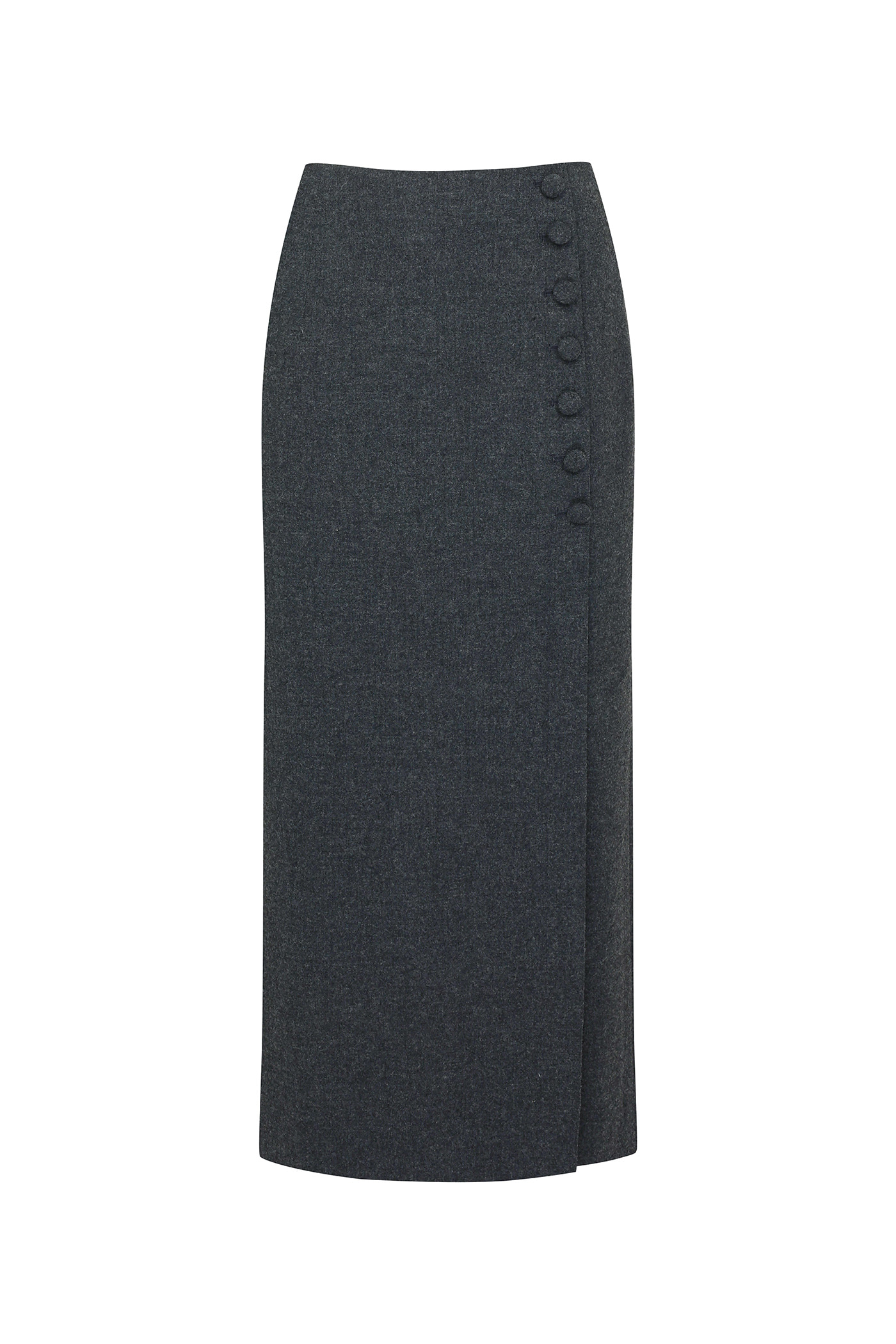 Button Slit Skirt[LMBBAUSK203]-Charcoal