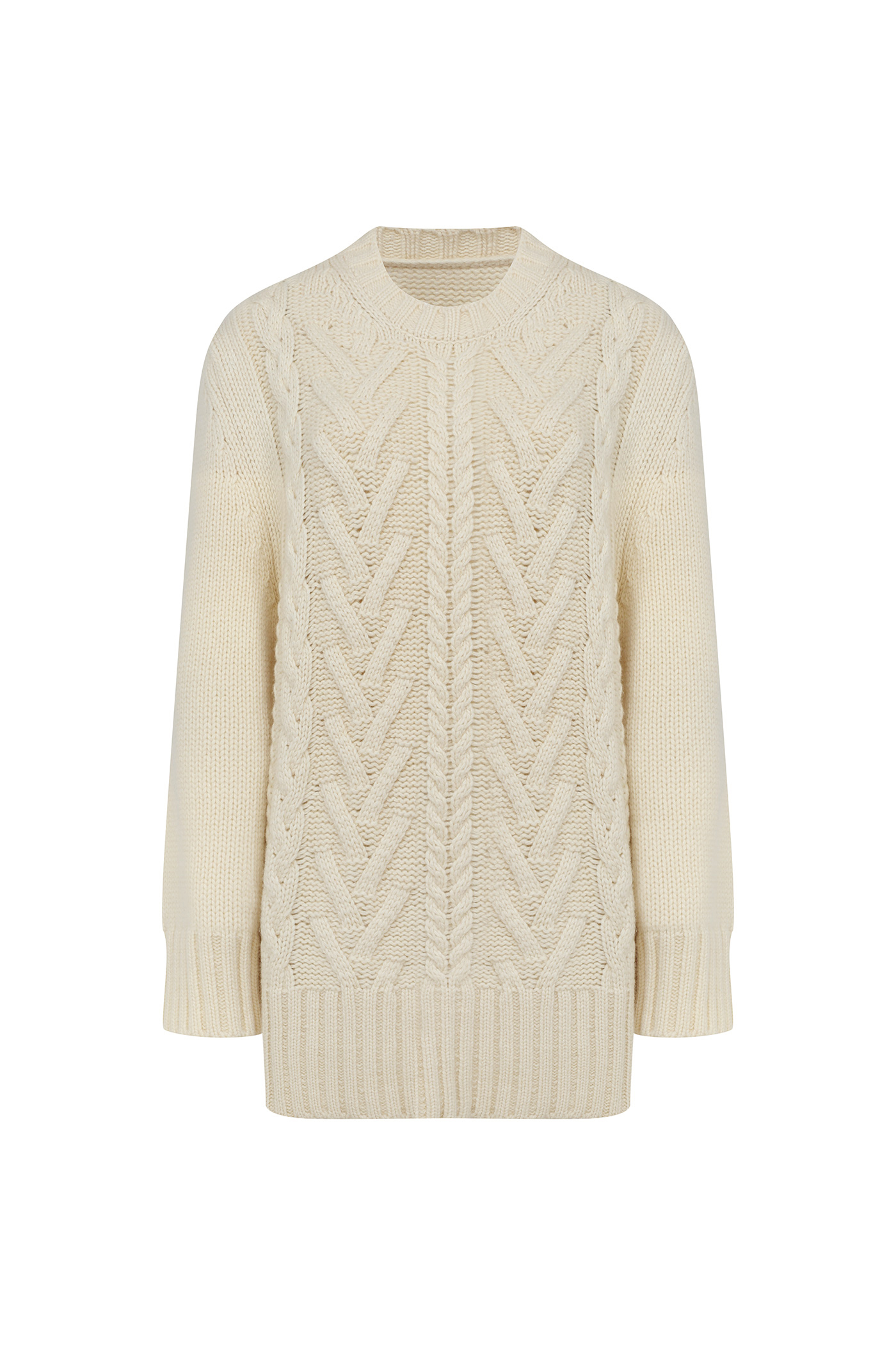Wool Over Fit Cable Kint Top[LMBBWIKN142]-Vanilla