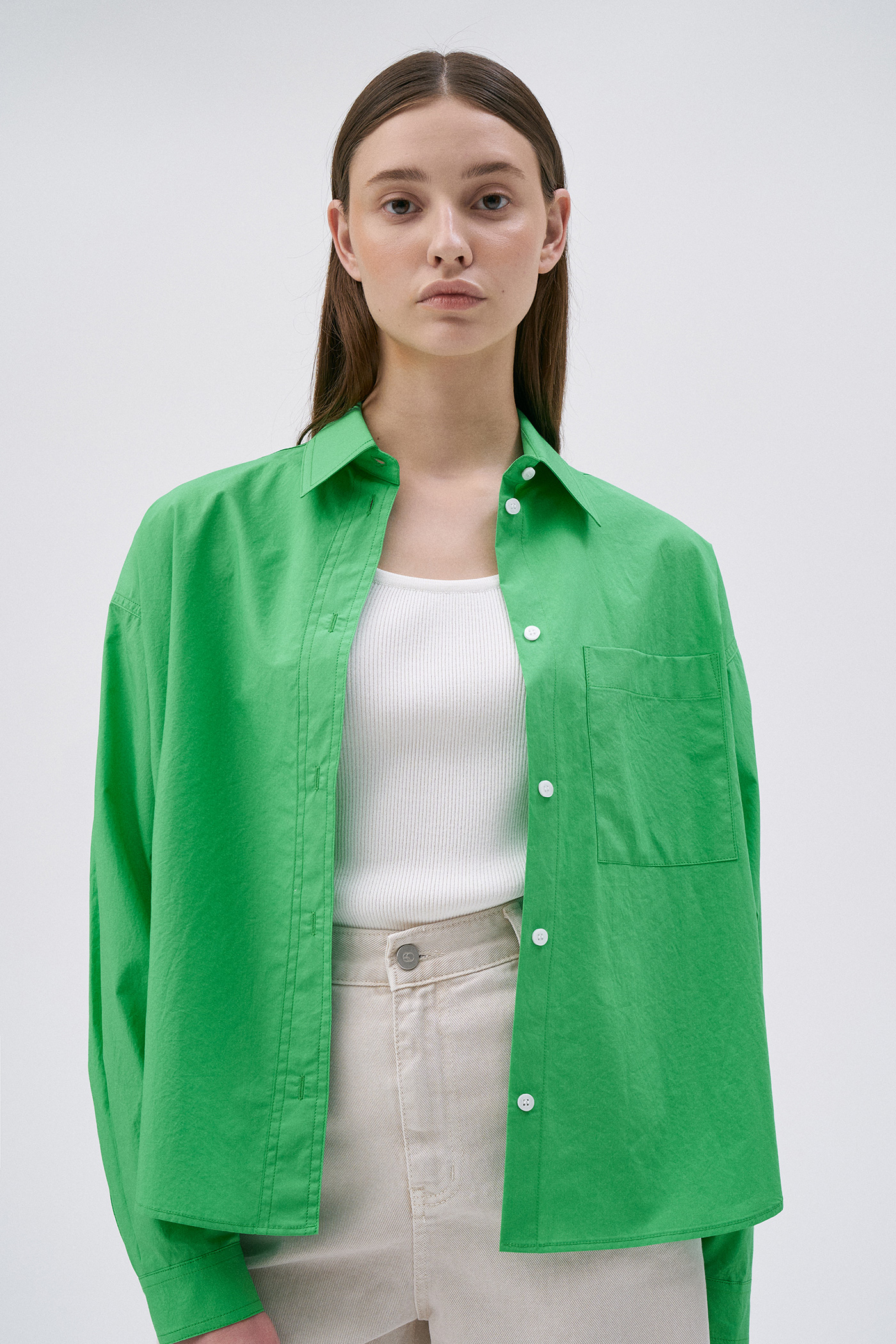[SAMPLE][차예련,백지영 착용]Color Cotton Shirt-Green