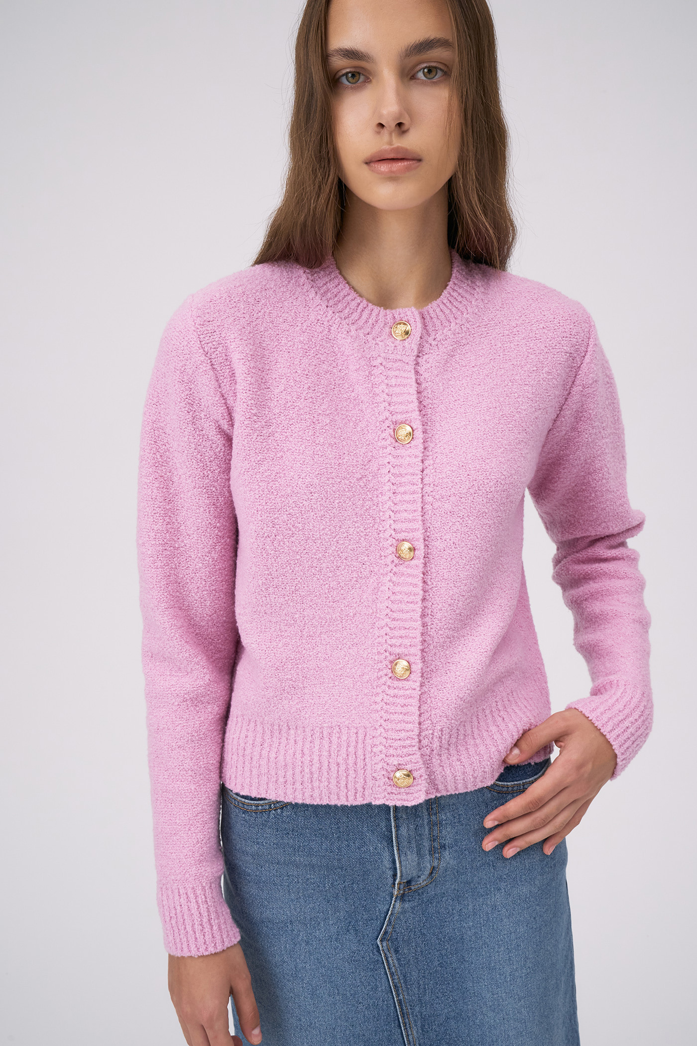 Merino Wool Wave Cardigan[LMBBWIKN149]-Pink