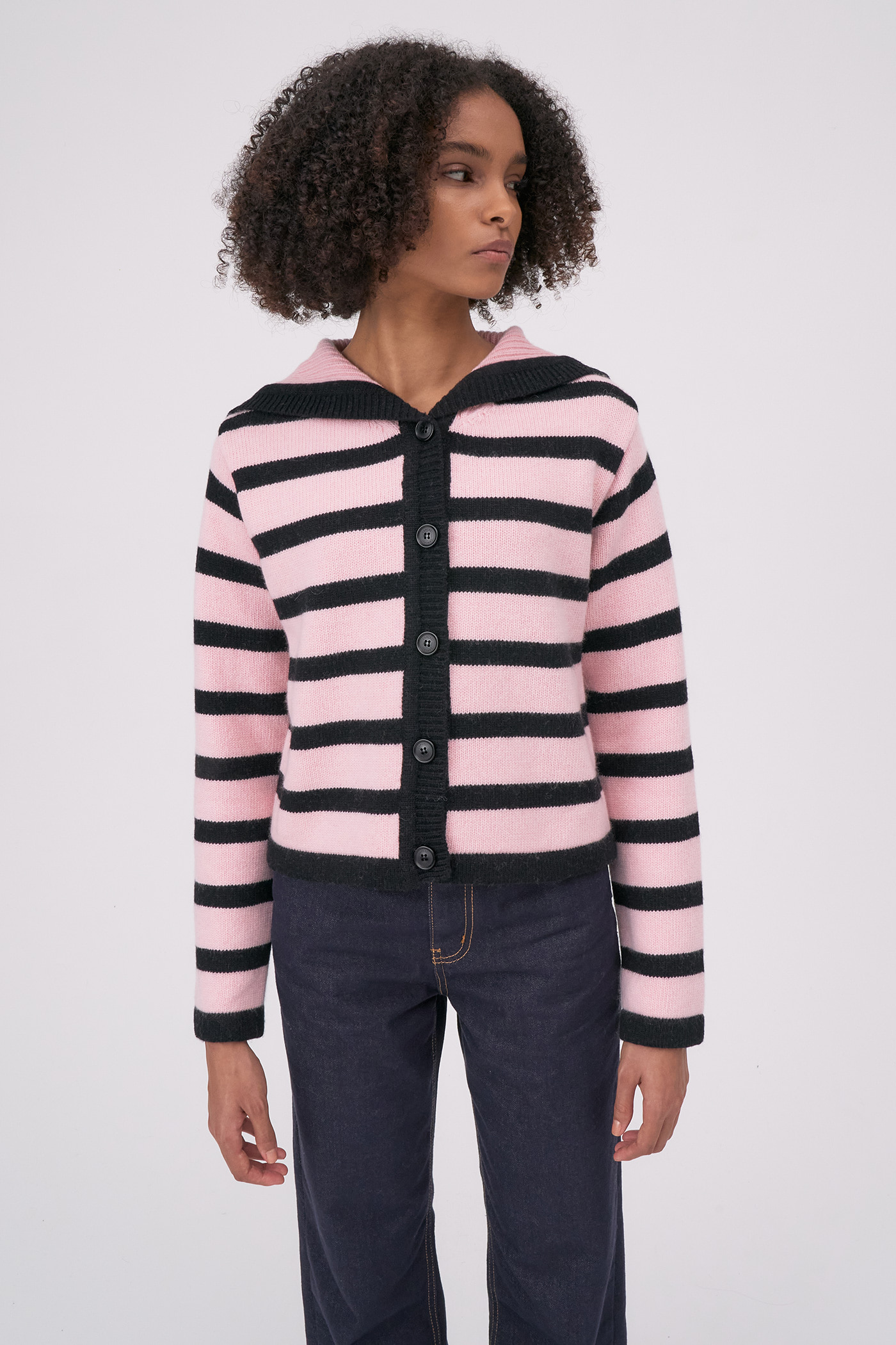 Wool Sailor Collar Cardigan[LMBBWIKN144]-Pink
