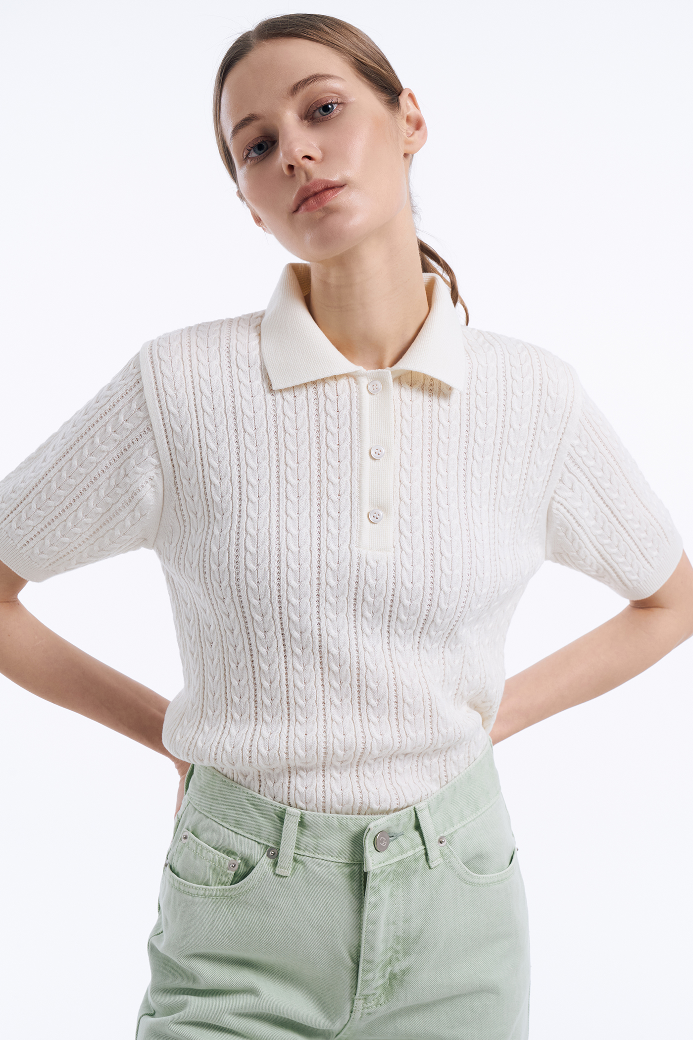 Cable Collar Knit Top[LMBCSPKN165]-5color